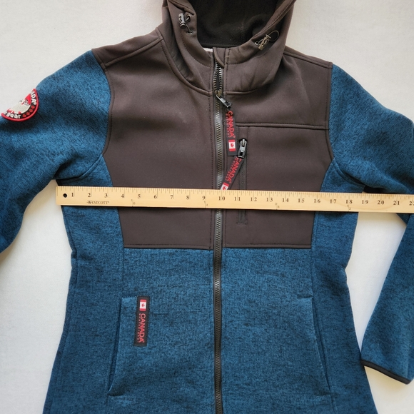 Canada Weather Gear Jacket Cozy Hooded Sweater Fleece Zip Up Blue Black Small - Picture 14 of 16